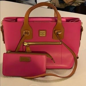 Dooney and Bourke fuchsia Morgan handbag and pouch
